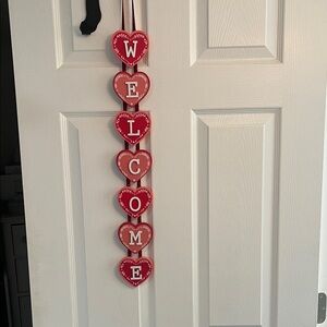 Red Heart Welcome Door Hanging